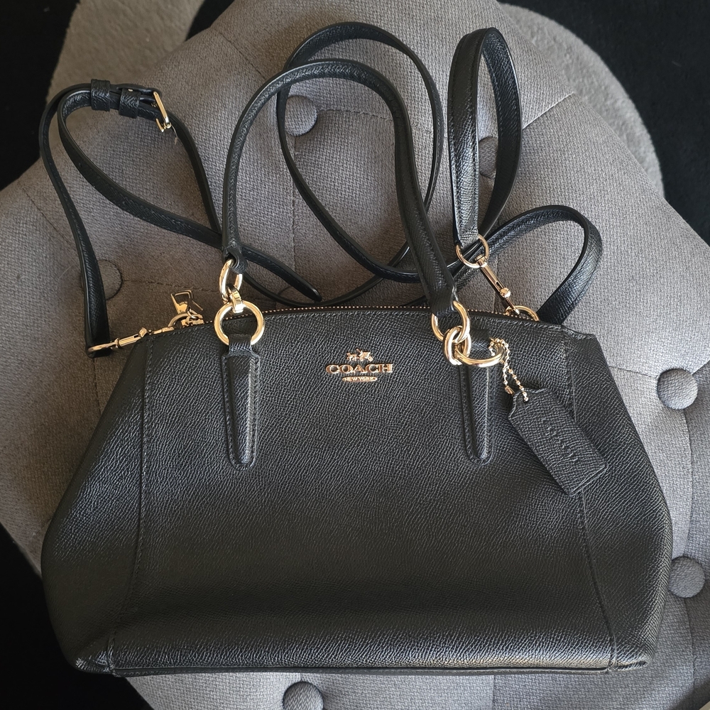 Coach Mini Christie Crossgrain Leather Carryall Satchel Black